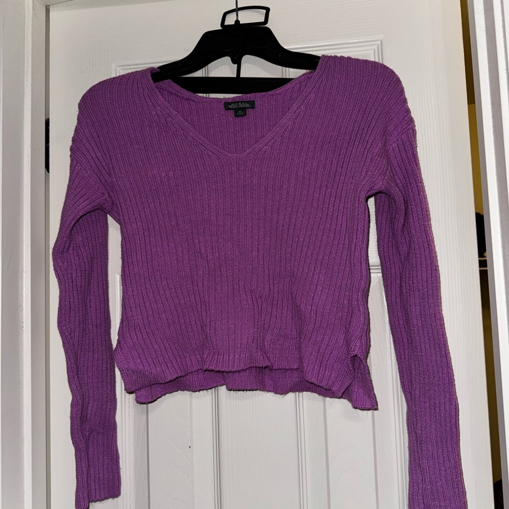 Wild Fable Lavender Knit V-Neck Sweater